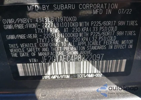 2023 Subaru Crosstrek Premium from USA, damaged, VIN JF2GTAEC4P8222097